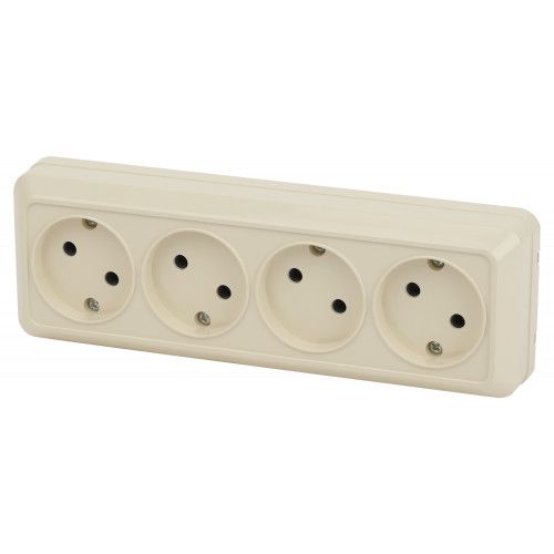 Розетка 4-м ОП Quadro 2-207-02 16А IP20 250В 4х2P сл.кость Intro Б0053831