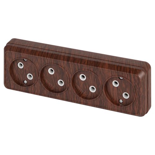 Розетка 4-м ОП Quadro 2-207-10 16А IP20 250В 4х2P венге Intro Б0053833