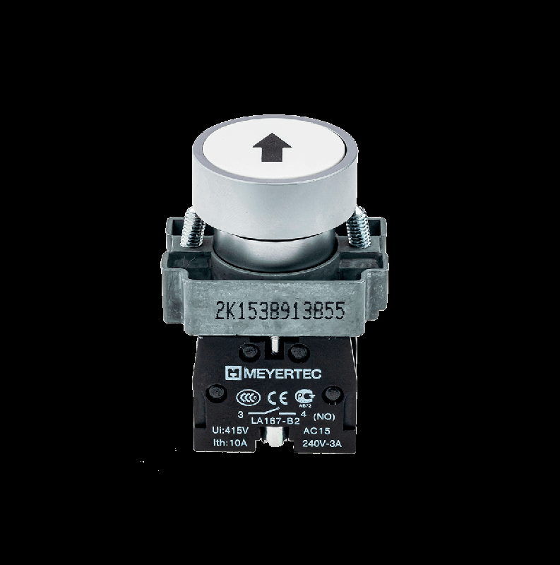 Кнопка плоская с маркировкой бел. знак "стрелка вверх" 1NO мет. MTB2-BAZ11334 ОВЕН 58166