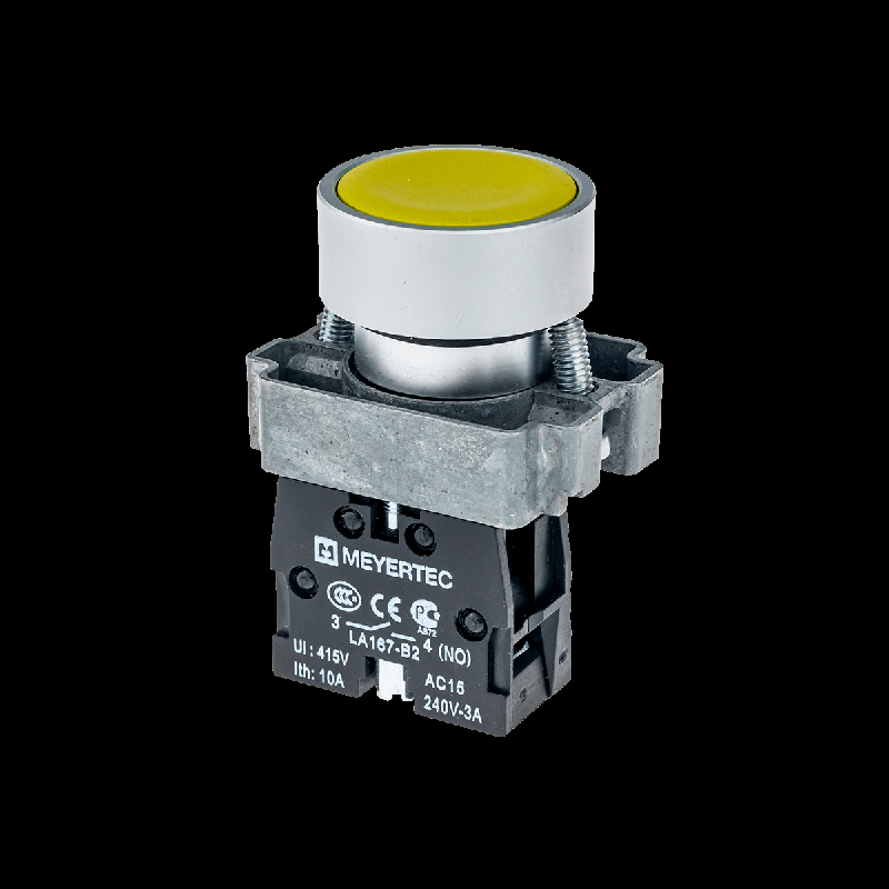 Кнопка плоская желт. 1NO мет. MTB2-BAZ115 ОВЕН 58151