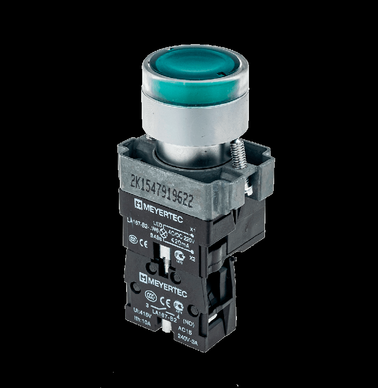 Кнопка с LED подсветкой зел. 24В AC/DC 1NO метал. MTB2-BW3361 ОВЕН 54249