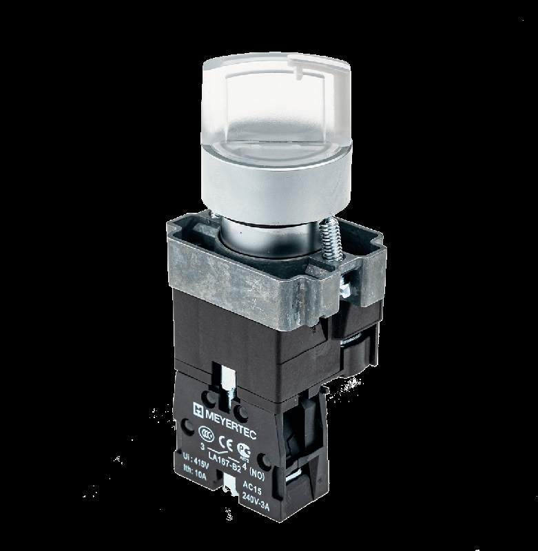 Переключатель с LED подсветкой 220В AC/DC прозр. 2 полож. 1NO фикс. мет. MTB2-BK2763 ОВЕН 58218