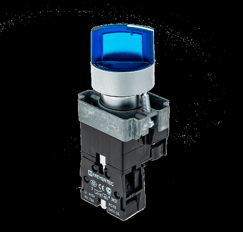 Переключатель с LED подсветкой 24В AC/DC син. 3 полож. 1NO фикс. мет. MTB2-BK3661 ОВЕН 58222