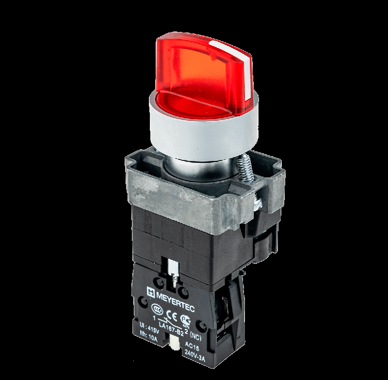 Переключатель с LED подсветкой 24В AC/DC красн. 2 полож. 1NC фикс. мет. MTB2-BK2461 ОВЕН 58210