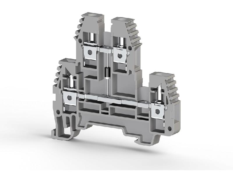 Клеммник 2-х ярусный 4кв.мм с диодом сер. PIK4ND-A Klemsan 319219