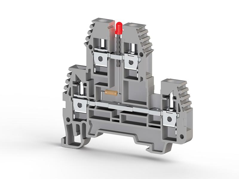 Клеммник 2-х ярусный 4кв.мм с индикацией 48 VAC сер. PIK4 NLD 48VAC Klemsan 319419