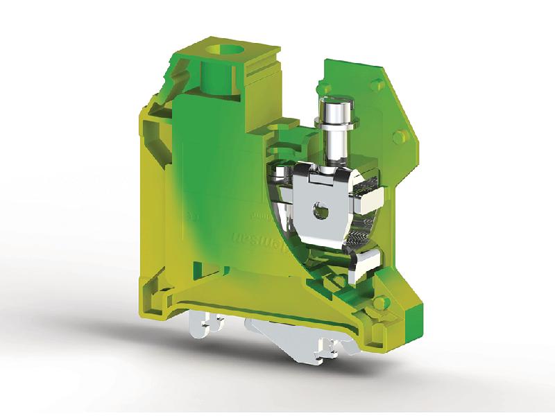 Клеммник на DIN-рейку (MR32/ MR35) 35кв.мм (земля) AVK 35T RD Klemsan 334210