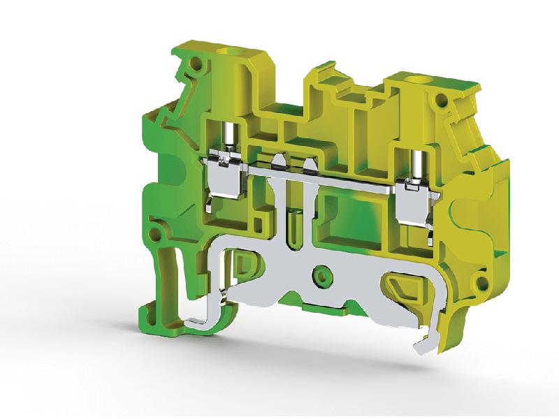 Клеммник на DIN-рейку 2.5кв.мм с двумя перем. (земля) AVK 2.5RT Klemsan 334280