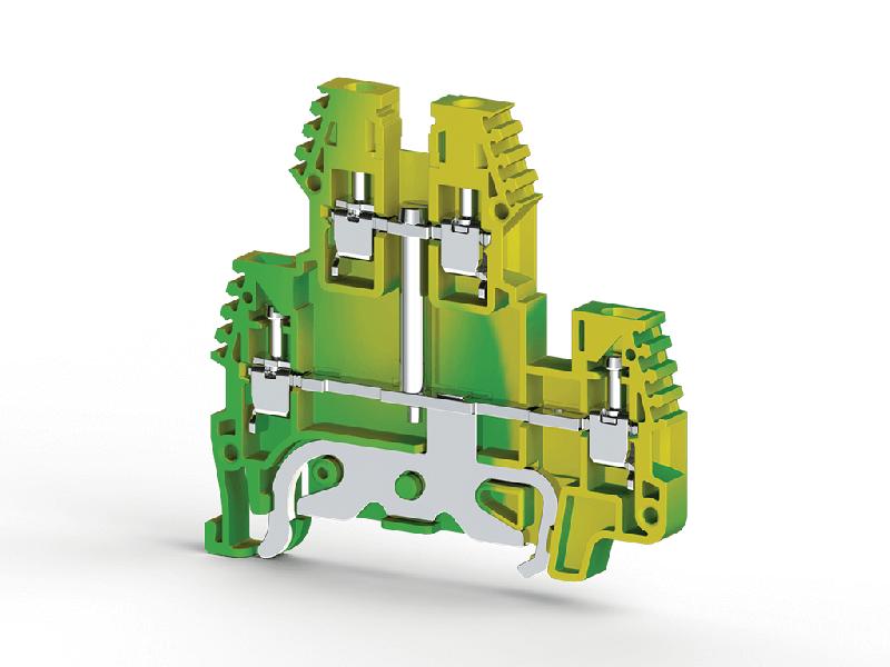 Клеммник 2-х ярусный с внутр. перемычкой с конт. на землю 2.5кв.мм (земля) PIK 2.5NT Klemsan 336560