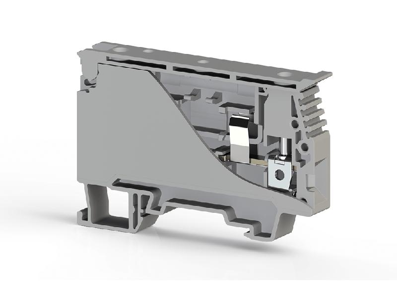 Клеммник с держ. предохр. (6.35х3175) на DIN-рейку 6кв.мм сер. ASK 4S Klemsan 351129