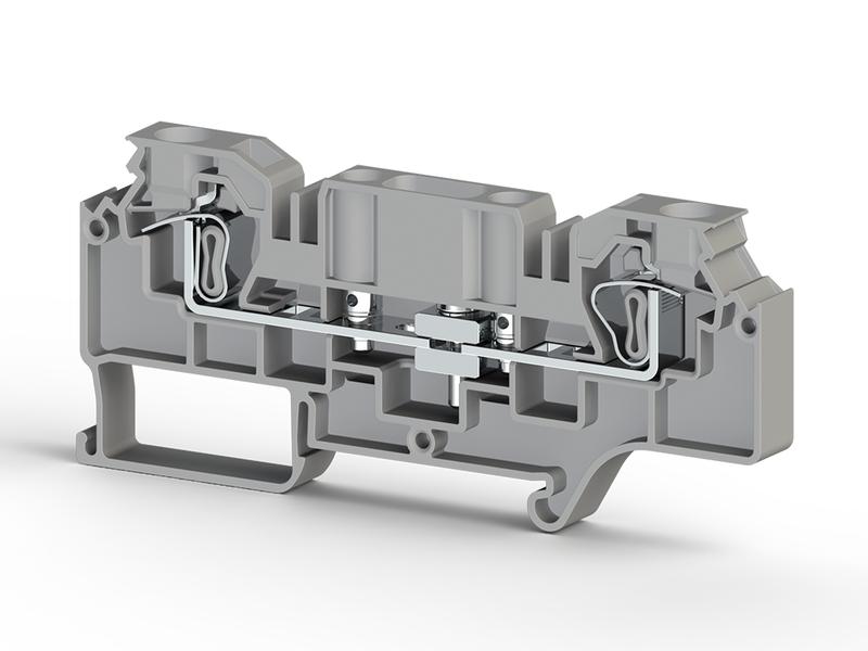 Клеммник пружинный измерительный с 2-мя тест.разъемами 6кв.мм сер. WGO 5 Klemsan 376190