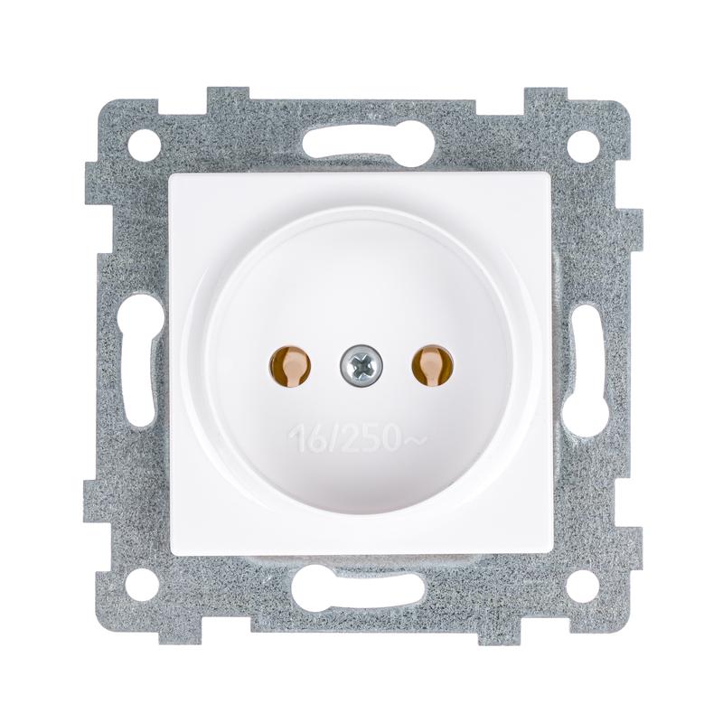 Розетка 1-м СП Аксиома РС16-452 16А IP20 без заземл. механизм бел. Кунцево 121002