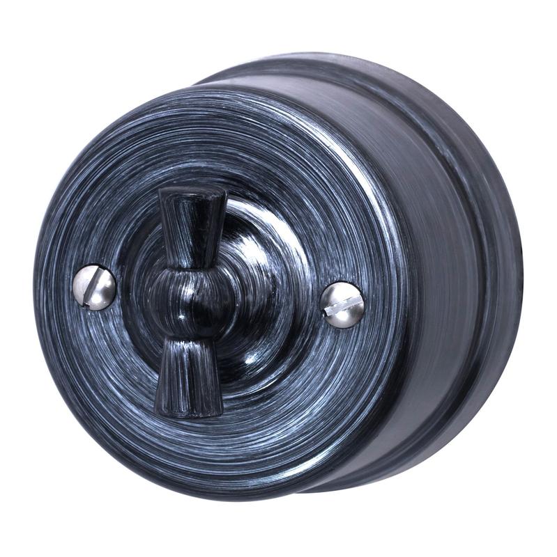 Выключатель перекрестный ретро ABS-пластик серебр. век Bironi B1-203-11