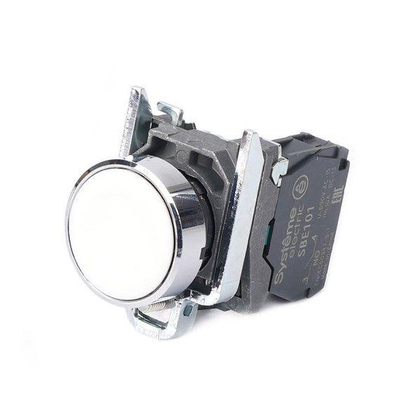 Кнопка модульная SB4 в сборе 22мм с возвратом металл 1НО бел. SE SB4BA11