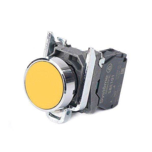 Кнопка модульная SB4 в сборе 22мм с возвратом металл 1НО желт. SE SB4BA51