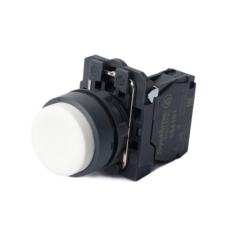 Кнопка модульная SB5 в сборе 22мм выступающая с возвратом пластик 1НО бел. SE SB5AL11