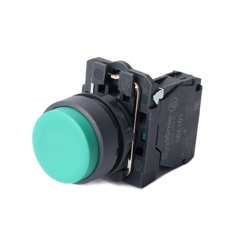 Кнопка модульная SB5 в сборе 22мм выступающая с возвратом пластик 1НО зел. SE SB5AL31