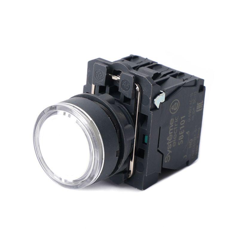 Кнопка модульная SB5 с подсветкой в сборе 22мм пластик 230-240ВAC 1НО+1НЗ бел. SE SB5AW31M5