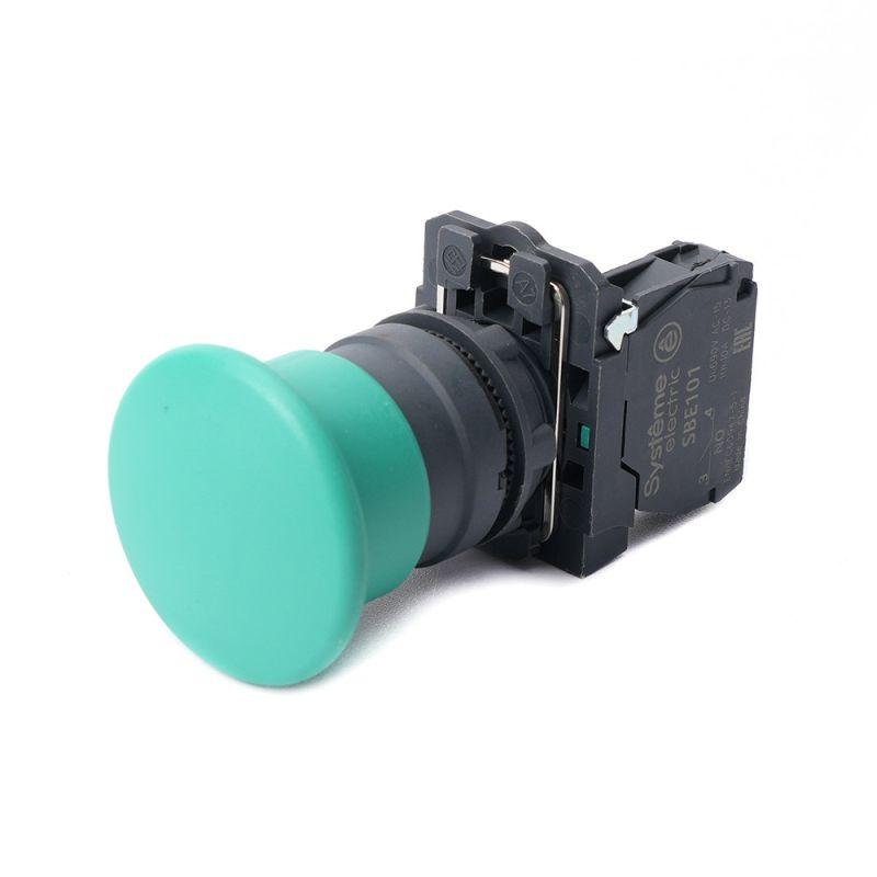 Кнопка с грибовидной головкой SB5 в сборе 22мм 40мм с возвратом пластик 1НО зел. SE SB5AC31