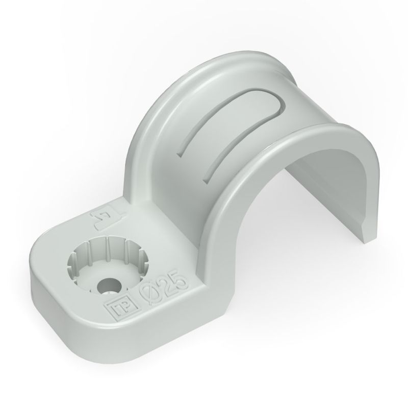 Крепеж-скоба односторонняя d25мм для прямого монтажа атмосф. пластик. в п/э сер. (уп.50шт) Промрукав PR13.0370