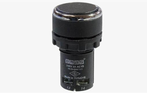 Кнопка нажимная круглая черн. (1НО+1НЗ) EMAS B102DH