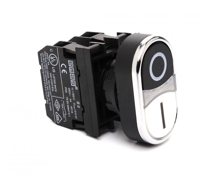 Кнопка сдвоенная (1НО+1НЗ) черн./бел. EMAS B102K20HB