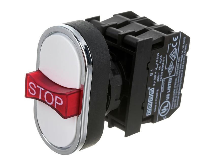 Кнопка тройная с аварийной кнопкой "STOP" бел. EMAS B121B30BB