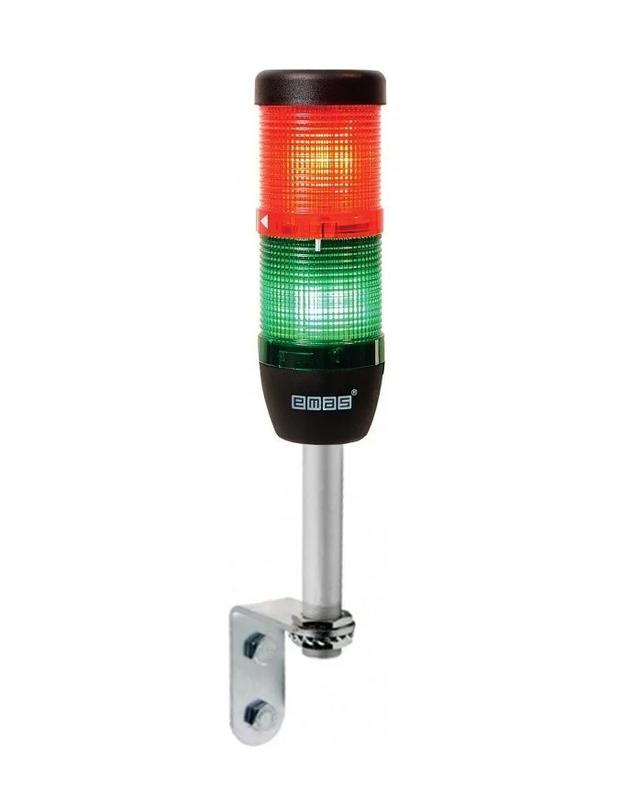 Колонна сигнальная 50мм 24В светодиод LED алюм. настенное соединение 100мм красн./зел. EMAS IK52L024XD01