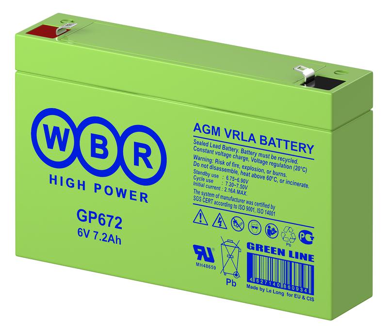 Аккумулятор 6В 7.2А.ч WBR GP672 WBR