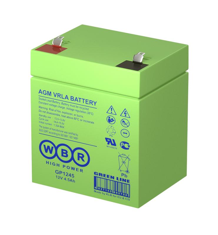 Аккумулятор 12В 4.5А.ч WBR GP1245 WBR