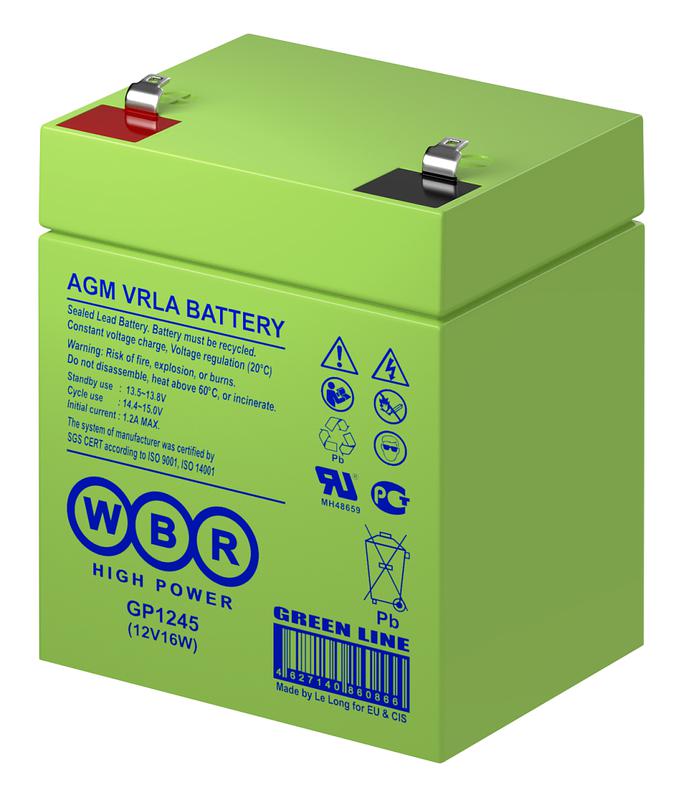 Аккумулятор 12В 4А.ч WBR GP1245 (12V16W) WBR