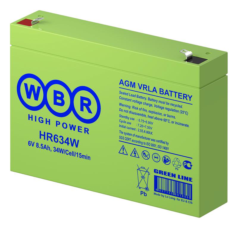 Аккумулятор 6В 9А.ч WBR HR634W WBR