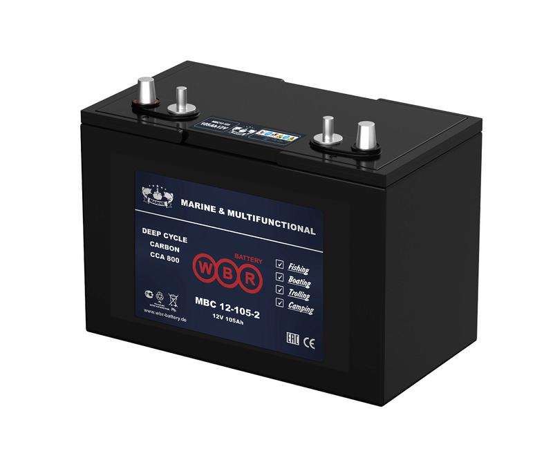 Аккумулятор тяговый лодочный карбоновый 12В 108А.ч WBR MBC12-105-2 WBR