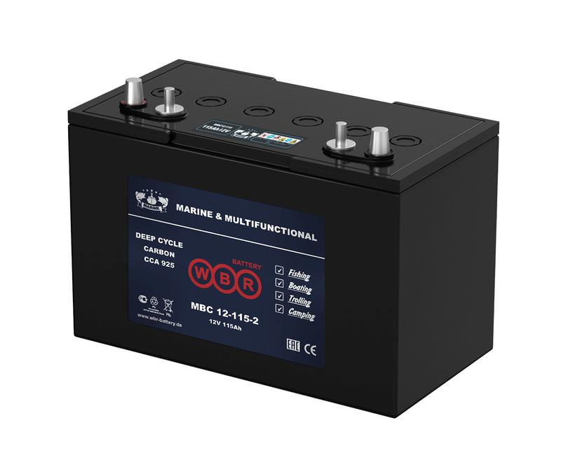 Аккумулятор тяговый лодочный карбоновый 12В 118А.ч WBR MBC12-115-2 WBR