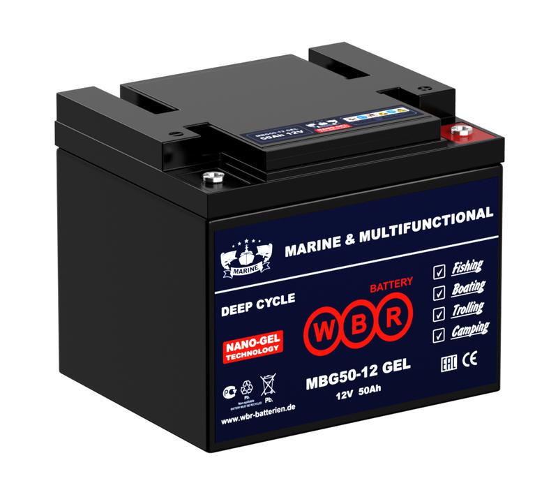 Аккумулятор тяговый лодочный гелевый 12В 50А.ч WBR MBG50-12 WBR