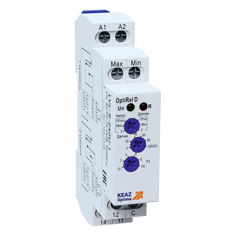 Реле контроля уровня OptiRel D LVL-S-240U-1 с датчиком 1.5м 10А 1СО 24-240АС/DC КЭАЗ 332024