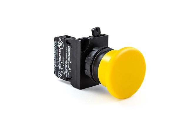 Кнопка нажимная "Грибок" 1НО желт. EMAS CP100MS