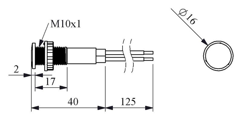 Арматура сигнальная 10мм с силиконовым проводом 12В зел. EMAS S100LY1