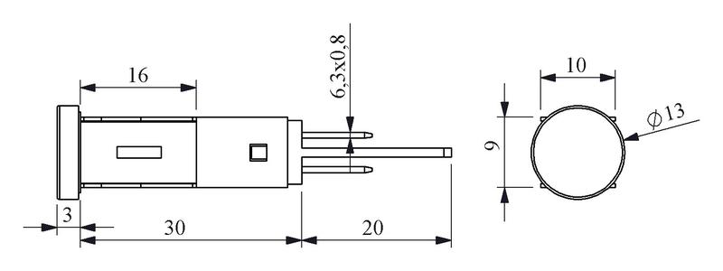 Арматура сигнальная 10мм без гайки с неоновой лампой 220В красн. EMAS S105NK