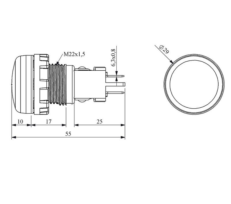 Арматура сигнальная 22мм (под винт и пайку) 220В зел. EMAS S224NY