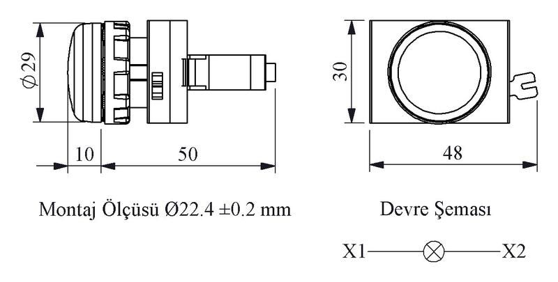 Арматура сигнальная со светодиодом 12-30В перем. и пост. тока желт. EMAS CM080XS