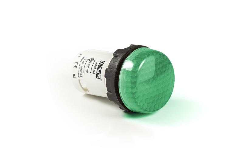 Арматура сигнальная моноблочная 220В с ячеистым стеклом зел. EMAS MBSP220Y