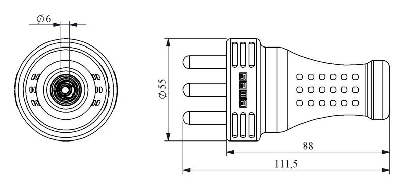 Вилка в резиновом корпусе 3х25А. EMAS EKS325F