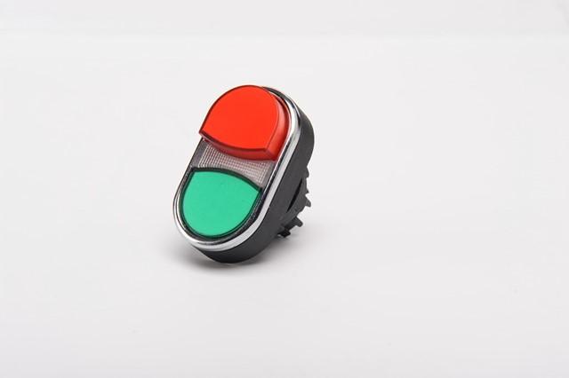 Головка для кнопки сдвоенной выступающей красн./зел. EMAS BDK21KY