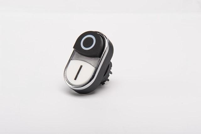 Головка для кнопки сдвоенной выступающей черн./бел. EMAS BDK21HB