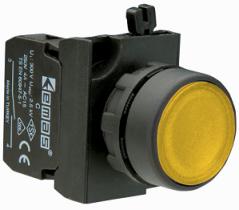 Кнопка нажимная круглая CP200DS (1НЗ) желт. EMAS CP200DS