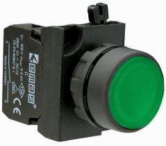 Кнопка нажимная круглая CP101DY (2НО) зел. EMAS CP101DY