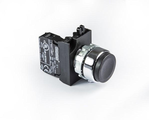 Кнопка нажимная круглая выступающая CM100HH (1НО) черн. EMAS CM100HH