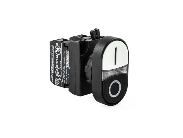 Кнопка сдвоенная (1НО+1НЗ) (CP) черн./бел. EMAS CP102K20HB