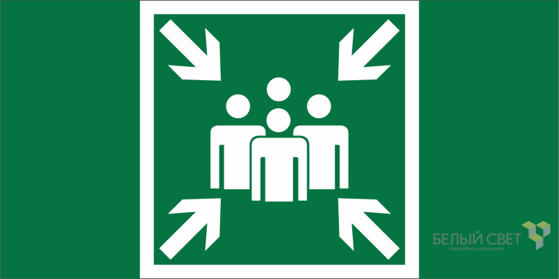 Знак безопасности BL-3015A.E21 "Пункт (место) сбора" Белый свет a19600